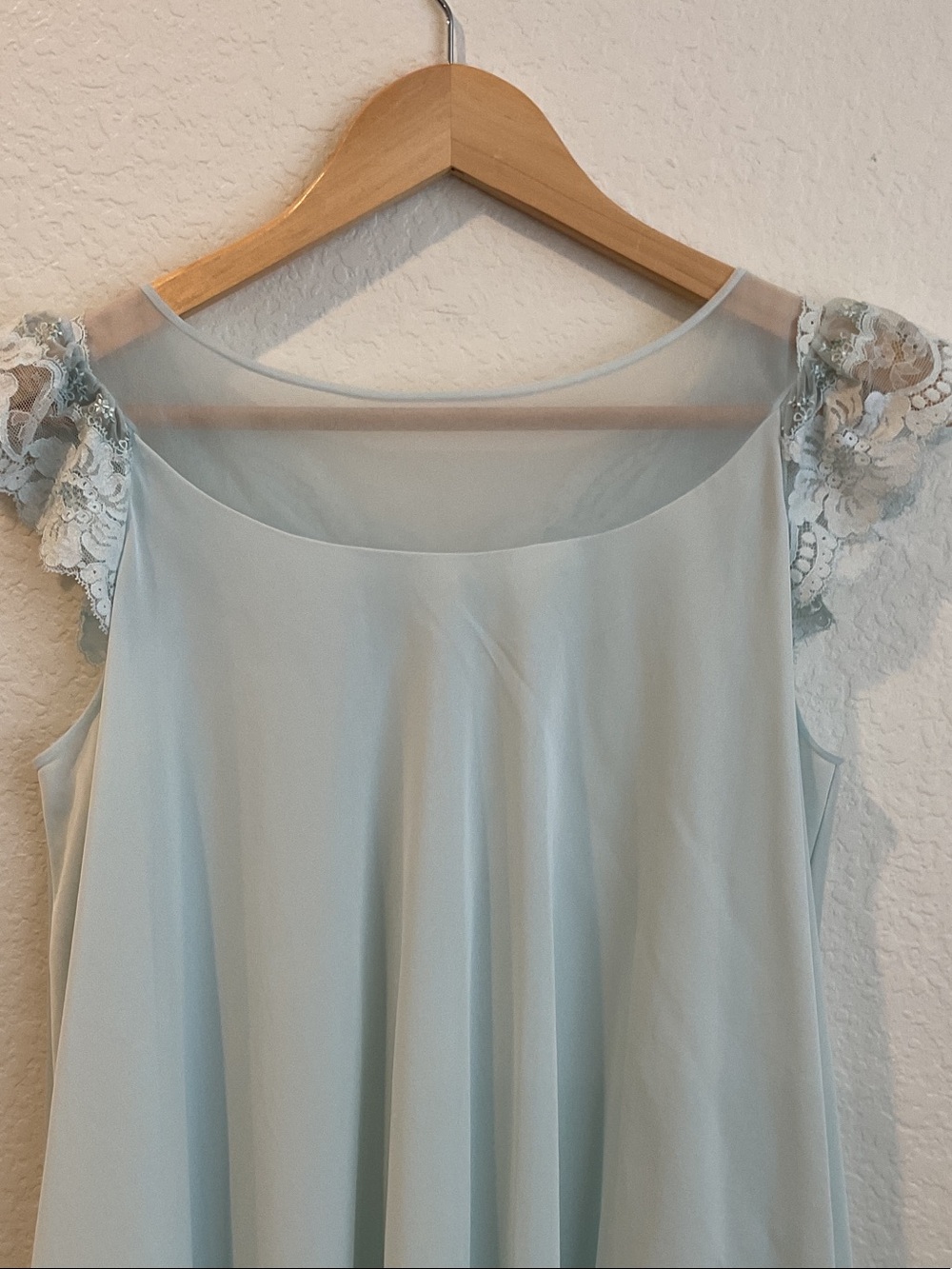 SHADOWLINE Lace-Trim Blue Women's Sleep Chemise Robe - Picture 4 of 12